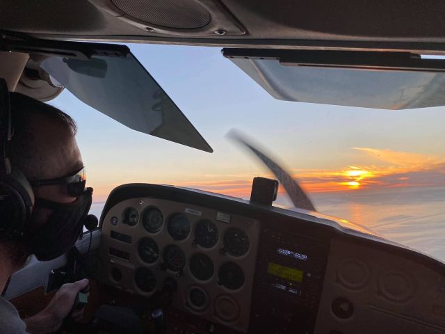 Cessna Skyhawk (N9897Q) - SBA sunset crosswind to downwind 15R.