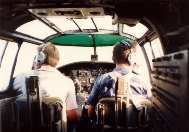 North American TB-25 Mitchell (N9117Z) - #199 In the Mood Flight Deck during take off from KCNO to KCCB. B-25J-20NC c/n 108-32474 44-29199 (N9117Z), ex-TB-25J, ex-TB-25N BD-199, ex-Aircraft Specialties tanker #C35, ex-Pearl Harbor 02267, sure looks bigger in the Movies.