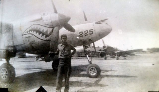 Lockheed P-38 Lightning (225) - My grandpa with nose# 225 (St. Louis Blues) P-38 Lighting, 1945 Philippines. I obviously didnt take this photo, nor do I know who did.