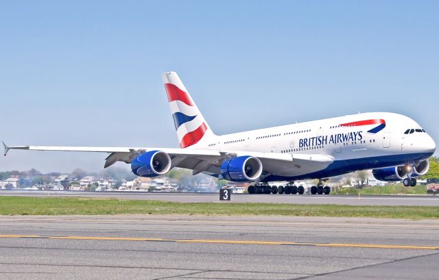 Airbus A380-800 (G-XLEH) - some tire smoke from BA213 Super Speedbird landing RWY22L