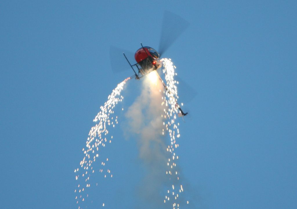 SCHWEIZER 269 (N7505B) - Hiller Vertical Challenge 2012 OTTO the Helicopter performing twilight show.