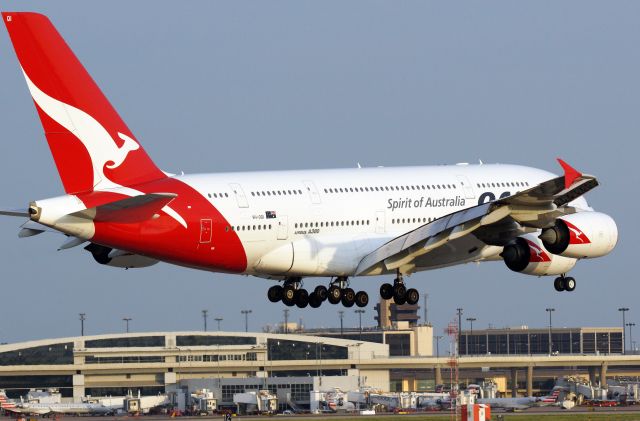 Airbus A380-800 (VH-OQI) - Founder's Plaza, DFW Airport