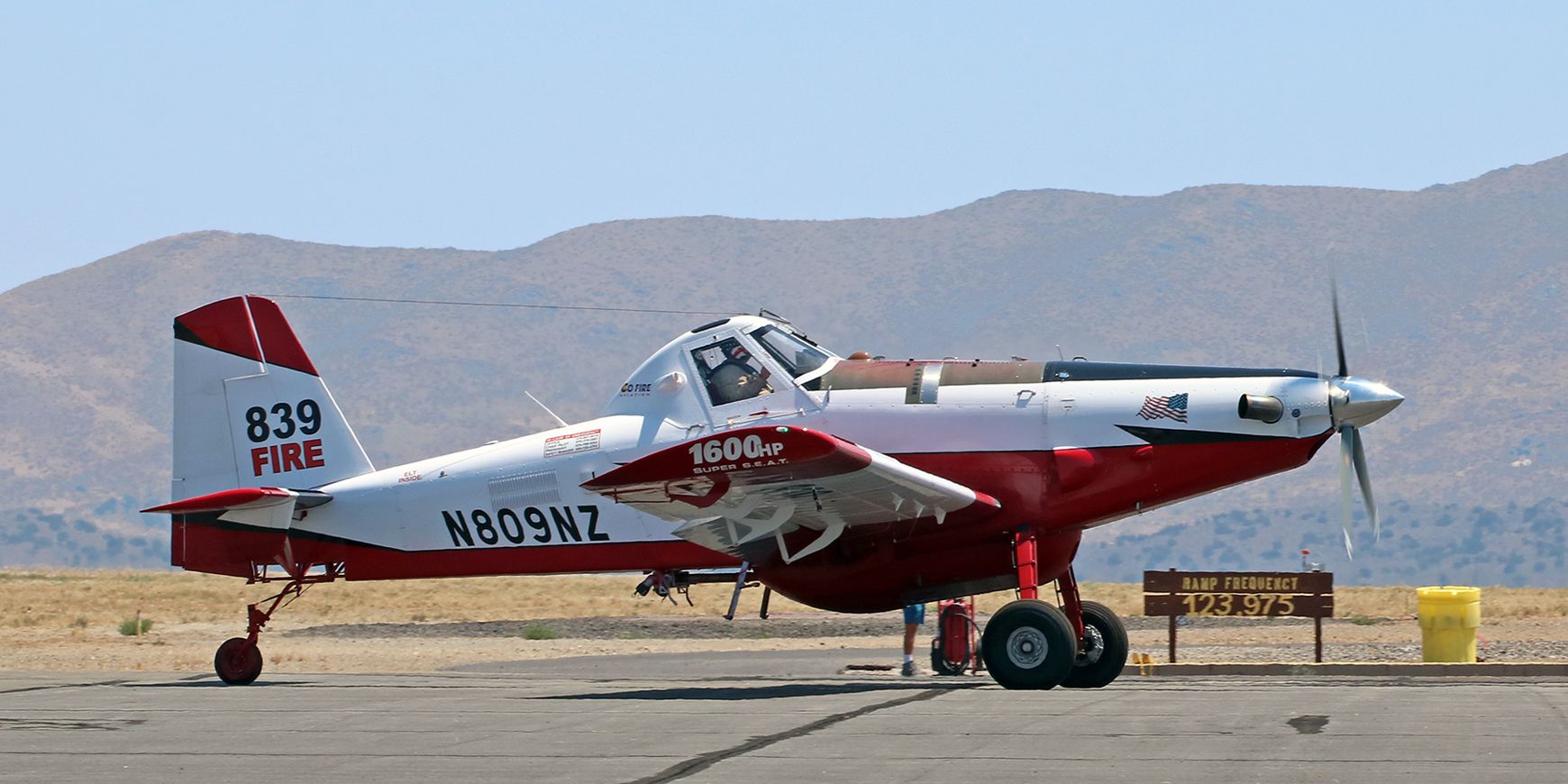 AIR TRACTOR Fire Boss (N809NZ) - CO Fire Aviation's SEAT (Single Engine Air Tanker) #839 (N809NZ) is back at Reno Stead to take on another load of retardant to drop on the Loyalton Fire burning northwest of Reno and west of RTS.