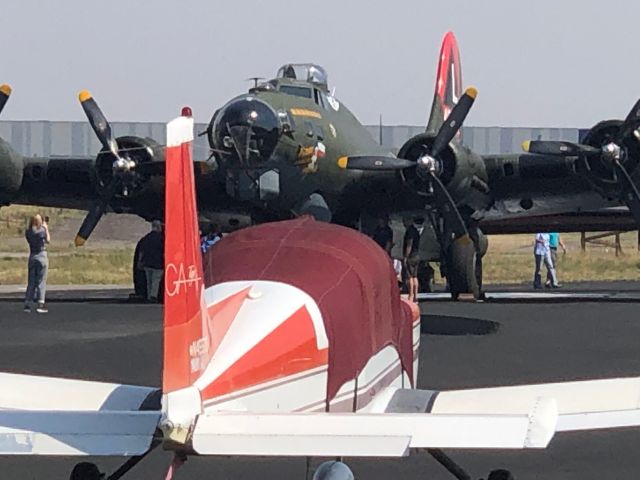 Grumman AA-5 Tiger (N4557S) - Grumman nose to nose with a B-17G