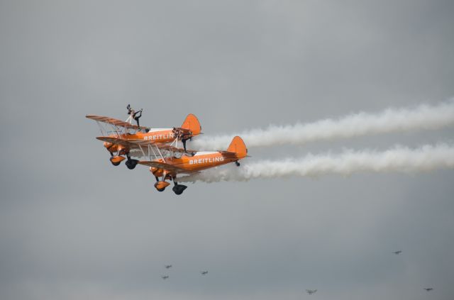 — — - Breitling wing walkers at Farnborough 2014