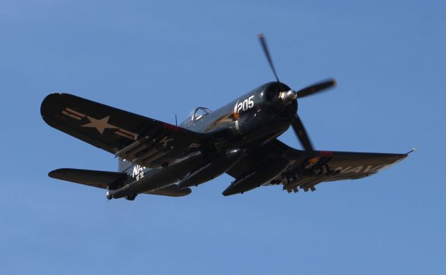 N240CF — - A Vought F4U-4 Corsair departing H.L. Sonny Callahan Airport, Fairhope, AL, at the conclusion of Z's 2021 Invitational Jet Blast - March 7, 2021.