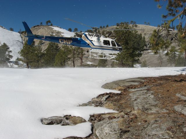 N414HP — - N414HP (H40) out of CHP Fresno Air Operations landing above the Patterson Bluffs in the Sierra National Forest