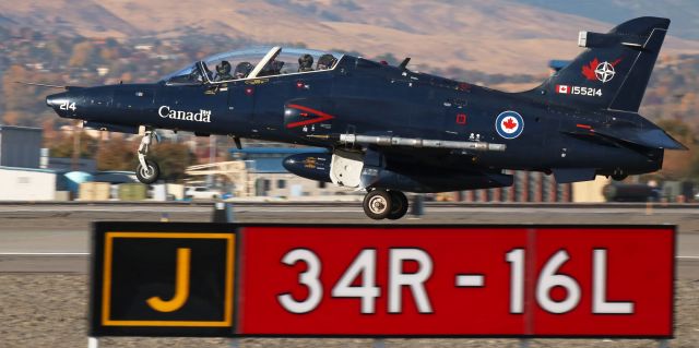 Boeing Goshawk (15-5214) - The second of six Royal Canadian Air Force BAe CT-155 Hawks is off runway 16L and beginning to climb out.