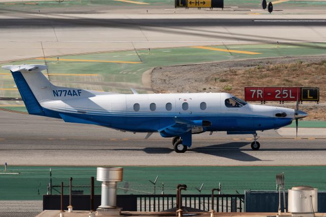 Pilatus PC-12 (N774AF) - 12th August, 2024:  Flight 257 from Santa Barbara taxiing to the ramp at LAX.