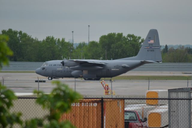 Lockheed C-130 Hercules (N67325) - US Air Force C-130 preparing to take off at KMSP on 5-6-2012