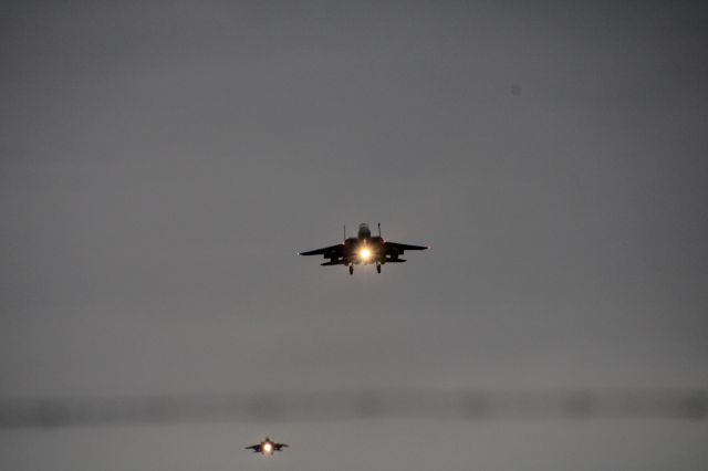McDonnell Douglas F-15 Eagle — - 2 F-15s landing on runway 36 at KGRB
