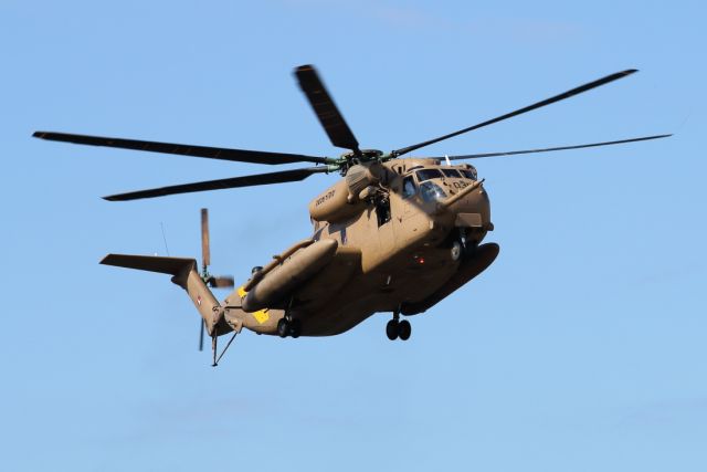 030 — - 01/02/2025:br /The Yasur helicopter on landing at Sheba Hospital Heli-Pad, as it brought a young  citizen name Yarden Bivas released from Gaza 484 days captivity.