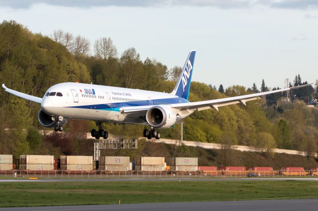 Boeing 787-9 Dreamliner (JA830A) - Landing at Boeing Field after its first flight.