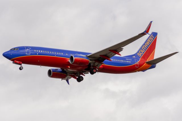 Boeing 737-800 (N8632A) - Southwest 738 arriving under very overcast skies from Long Beach. (23 May, 2021)