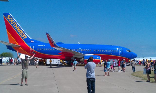 — — - Southwest Boeing 737-700 (N238WN). A spokesman from Southwest said it just came off the line a month ago and features some of Southwests test features like live tv and WIFI.