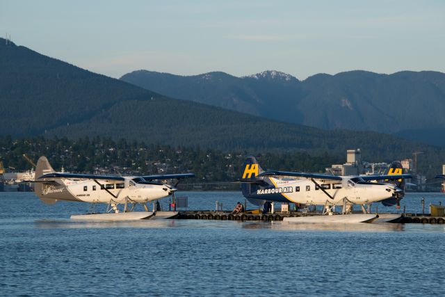 De Havilland Canada DHC-3 Otter (C-FJHA) - A pair of Harbour Air De Havilland Canada DHC-3T Turbo Otters seen at the Vancouver Harbour Flight Centre CYHC.