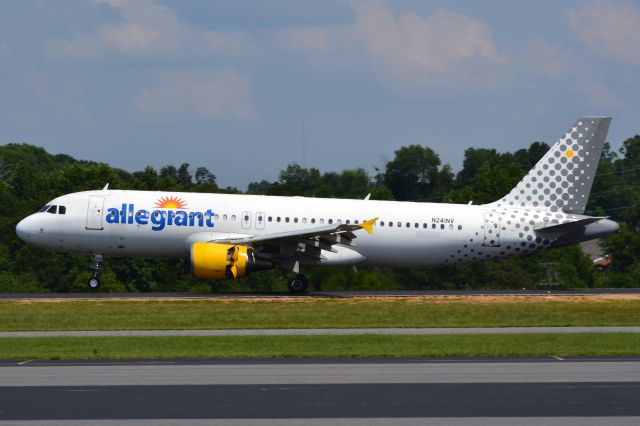 Airbus A320 (N241NV) - Flying with previous owners livery (Vueling Airlines) arriving at KJQF - 7/28/18