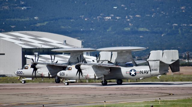 Grumman E-2 Hawkeye (16-9060) - A pair of U.S. Navy Northrop Grumman E-2D "Advanced Hawkeyes" lining up on Runway 17R at Colorado Springs