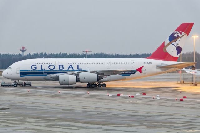 Airbus A380-800 (9H-GLOBL) - First Global A380 waiting for Departure after MRO at Elbe Flugzeug Werke