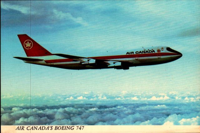 BOEING 747-100 (C-FTOB) - Air Canadas first Boeing 747-100 displayed on a postcard from the late 70s to early 80s.