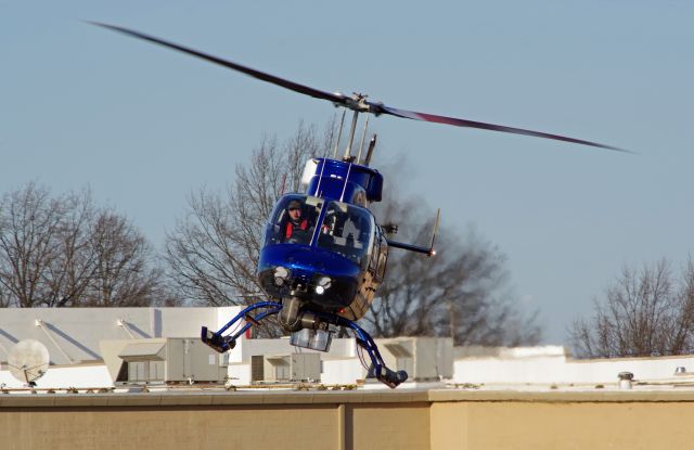 Bell JetRanger (N95TV) - LINDEN AIRPORT-LINDEN, NEW JERSEY, USA-FEBRUARY 08, 2023: A news helicopter from one of the local New York City television stations is seen by RF preparing to land to refuel at approximately 1552 hrs.