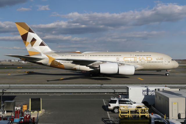 Airbus A380-800 (A6-APJ) - Up close with ETD101 passing Terminal 5 after arriving from Abu Dhabi.