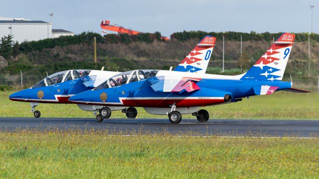 DASSAULT-BREGUET/DORNIER Alpha Jet (F-UGFM) - Alpha jet N°0 & N°9 of the Patrouille de France taking off after an airshow near the airport and enroute to another