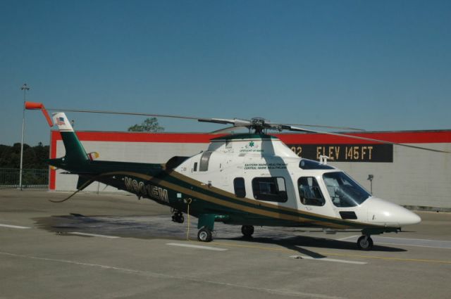 SABCA A-109 (N901EM) - Eastern Maine Medical Center's Life Flight of Maine helicopter sits atop the hospital.