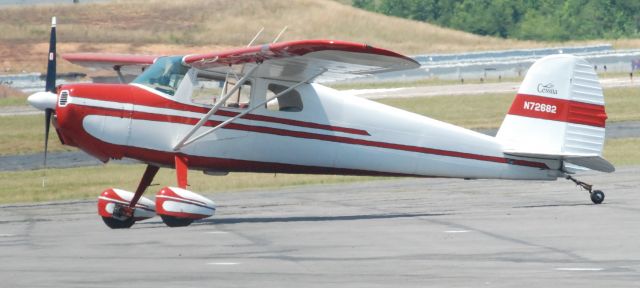 N72682 — - 1946 Cessna  120 waits to be refueled in Danville Va.7-2-08