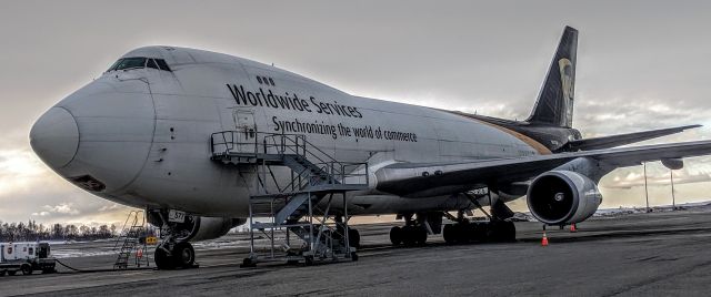 Boeing 747-400 (N577UP) - UPS  Cargo terminal, Anchorage International Airport