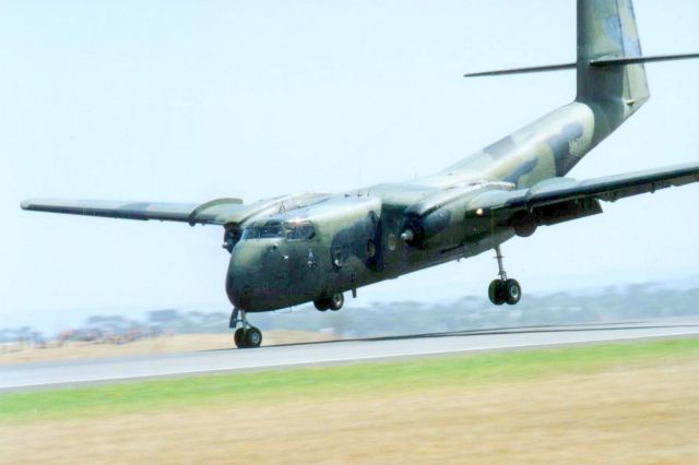 De Havilland Canada DHC-4 Caribou — - The amazing Caribou doing the wheelbarrow manoeuvre down the main runway at Avalon Airport in Victoria Australia, during the 2001 Avalon International Airshow.