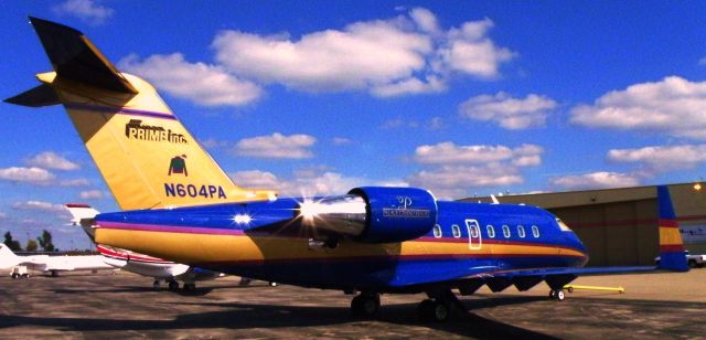 Canadair Challenger (N604PA) - A colorful Canadair Challenger sporting Palace Casino Resort Hotel (Biloxi Mississippi) colors on the tarmac at TAC Air Blue Grass Airport (KLEX) FBO....