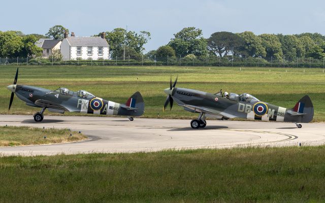 SUPERMARINE Spitfire (G-CLXB) - G-TCHI Supermarine Spitfire TR.IX with G-CLXB Supermarine Spitfire LF.IXb visiting Jersey for a corporate event the night before
