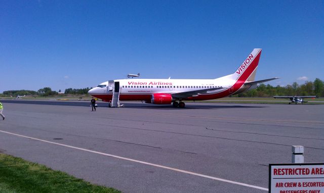 N732VA — - Piedmont Airlines DC-3 Departing Concord Regional Airport over the top of a Vision Airlines 737