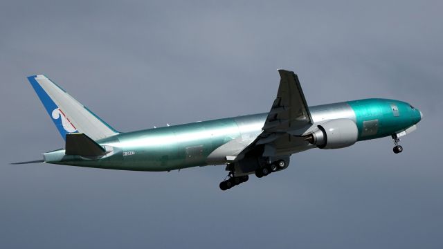 BOEING 777-200LR (B-2027) - China Southern B77L Freighter in flight test before painting