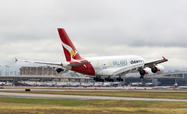 Airbus A380-800 (VH-OQH) - 10/23/2015 Qantas VH-OQH A380 KDFW - Go Wallabies.