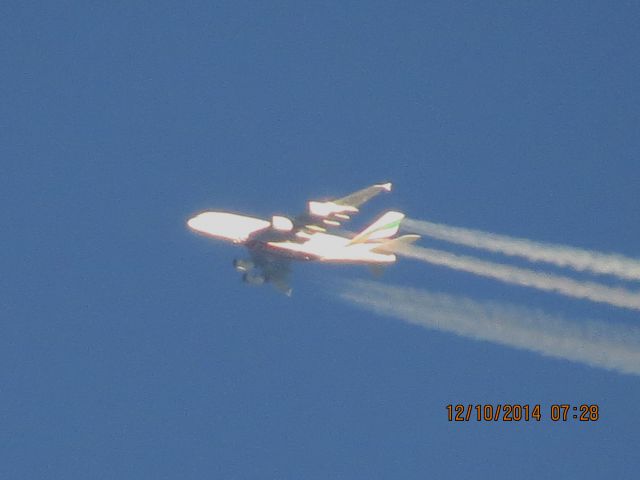 Airbus A380-800 (A6-EEM) - Emirates flight 221 from Dubai to DFW over Southeastern Kansas at 40,000 feet.