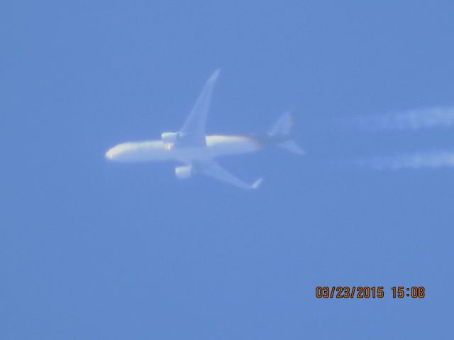 BOEING 767-300 (N340UP) - United Parcel Service flight 2872 from SDF to ABQ over Southeastern Kansas at 34,000 feet.