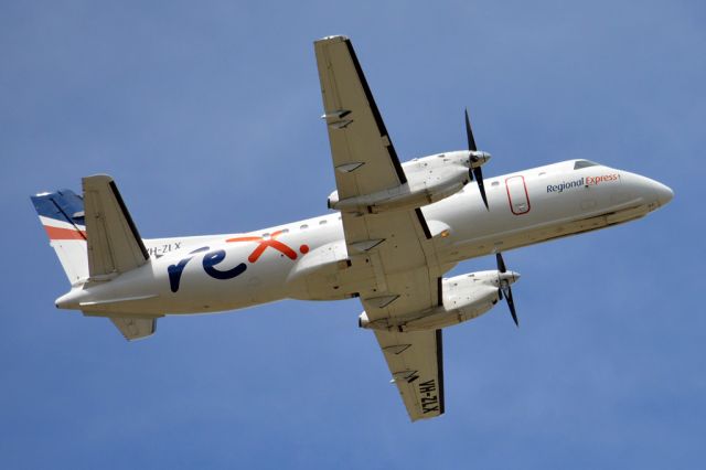 Saab 340 (VH-ZLX) - Getting airborne off runway 23 and off to another regional destination. Thursday 13th March 2014.