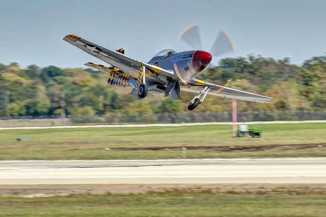 North American P-51 Mustang (N51MV) - P-51 "Luscious Lisa" banks after taking off.