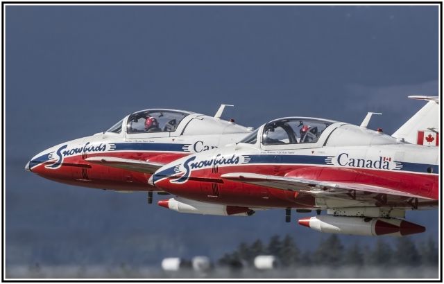 — — - Watching another Snowbirds Spring training session formation take-off from CFB Comox Rwy 12