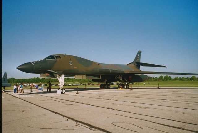 — — - This B1-bomber i photographed back in the 1990s at the London International Airshow,London,Ontario,Canada,too bad London Cancelled its airshows which use to be superior shows,but those who live in London,can drive an hour an a half down the highway to Selfridge A.N.G base  in Michigan and can go to a great show,and its free admission.Show is every two years and in August 2009.