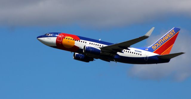 Boeing 737-700 (N230WN) - Shortly after departure is this 2006 Southwest Airlines "Colorado One" Livery Boeing 737-7H4 in the Summer of 2020.