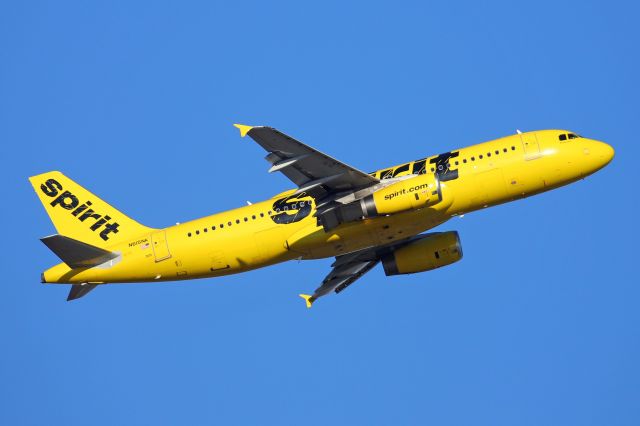 Airbus A320 (N615NK) - A brisk but sunny start to the day as Spirit 185 departs RWY 6R bound for Los Angeles Intl – KLAX (16 Jan 2022).