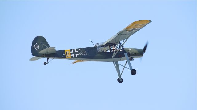 FIESELER Storch (N436FS) - Flying Heritage Collections FIESELER FI 156 C-2 STORCH (Ser#4362) flies low and slow as it was designed to do on fly day, 8/11/12.