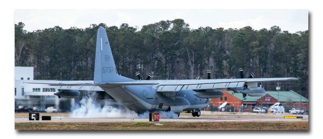 Lockheed C-130 Hercules (11-5737) - Lockheed Martin C-130J Super Hercules is a four-engine turboprop military transport aircraft.br /When the rubber meets the road......