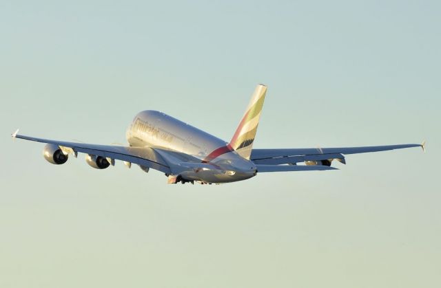 Airbus A380-800 (A6-EEM) - Emirates departing LAX on its 15 hours flight. 