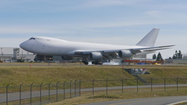 BOEING 747-8 (N1785B) - BOE651 landing on Rwy 34L to complete a ferry flight from KVCV on 2.17.17. (ln 1535 / cn xxxxx).