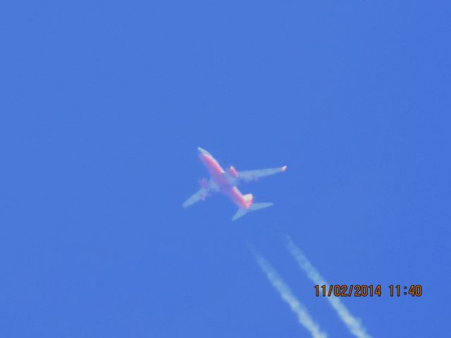 Boeing 737-700 (N436WN) - Southwest Airlines flight 662 from MDW to OKC over Baxter Springs Kansas (78KS) at 40,000 feet.