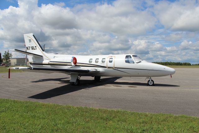 Cessna 500 Citation 1 (N716LT) - Cessna Citation 500 tied down and chocked on the ramp at Huntsville Executive Airport in Meridianville, AL - August 18, 2016